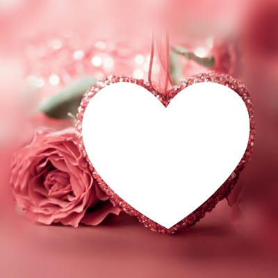 rosa y corazón rosados, 1 foto Fotomontaggio