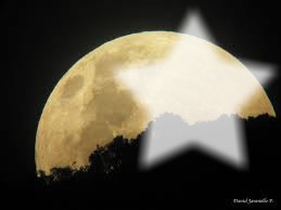 Luna sobre estrella Montaje fotografico