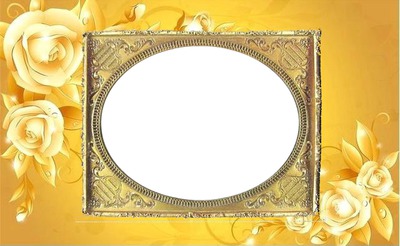 Gold Frame and Wallpaper Photomontage