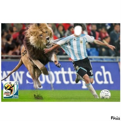 messi & le lion Fotomontáž