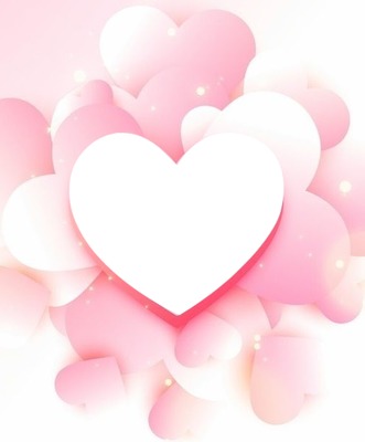 corazón sobre corazones rosados. Montaje fotografico