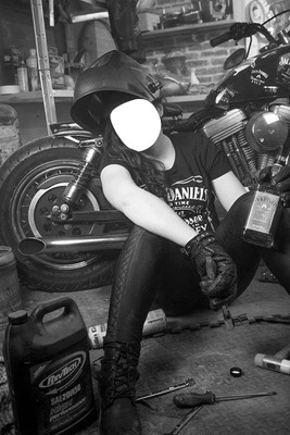 femme moto vintage Фотомонтаж