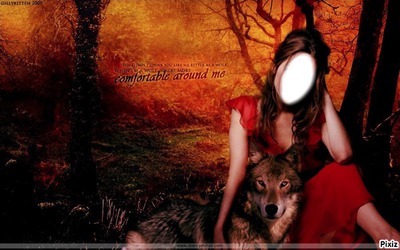 femme-loup rouge Montaje fotografico