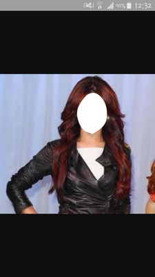 fille cheveux rouge noir Fotomontaż
