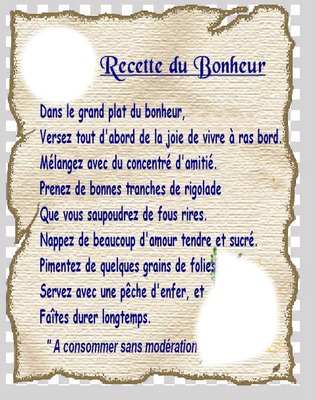 recette du bonheur Fotomontaż