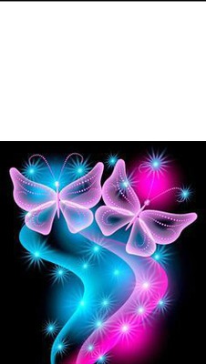 mariposas rosa y azul フォトモンタージュ