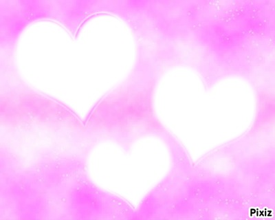 3 hearts on pink Photo frame effect