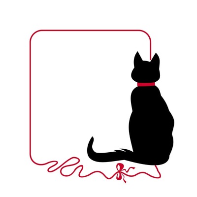 gato negro, lazo rojo. Φωτομοντάζ