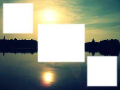 Coucher de soleil sur le lac Fotomontaż