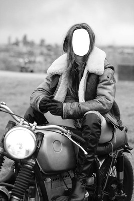 femme moto vintage Photo frame effect