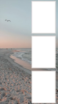 playa, collage 3 fotos. Fotomontaggio