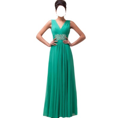 vestido verde jade Fotomontagem | Pixiz