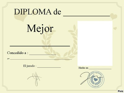 Diploma personalizable (Terminalo en en Pixrl.com) Fotoğraf editörü
