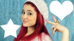 Ariana Grande with  her  red  hair Montage photo