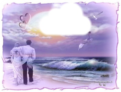 Couple d'amoureux sur la plage Fotomontaż