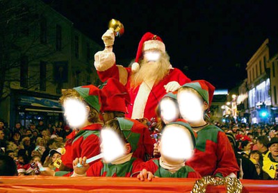 pere noel et ses lutins Montage photo