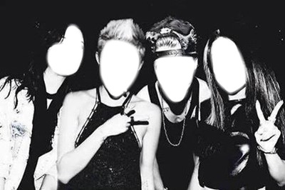 Selena,Demi,Justin and Miley Fotomontaż