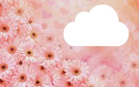 Base de nuvem com fundo de flores rosa Fotomontasje