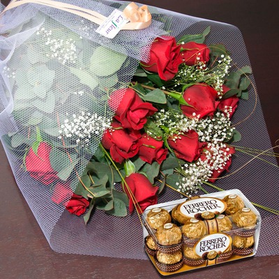 ferrero con rosas Fotomontaż