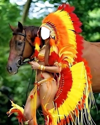 renewilly caballo y chica india Montaje fotografico