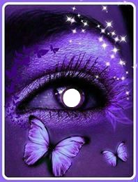 PURPLE EYE WITH BUTTERFLY Photo frame effect