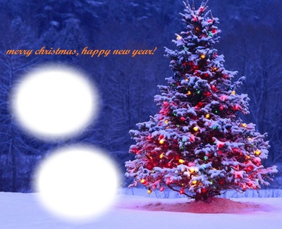 merry christmas, happy new year Montage photo