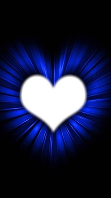 blue glow heart Photo frame effect