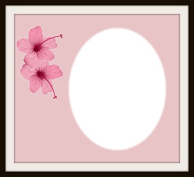 Pink flower frame oval Montage photo