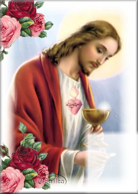 Jesus dando la comunion Photo frame effect