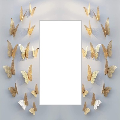 mariposas doradas. Photo frame effect