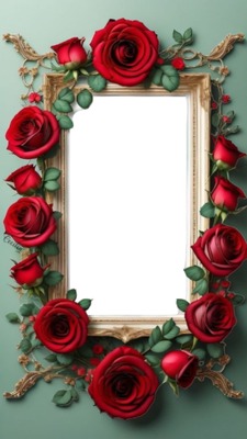 Cc Rosas rojas en marco Fotomontaggio