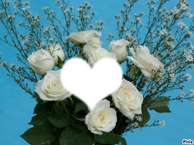 bouquet de roses blanche Valokuvamontaasi