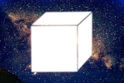 Cubo en galaxia Montaje fotografico