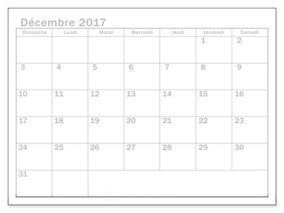 calendrier decembre