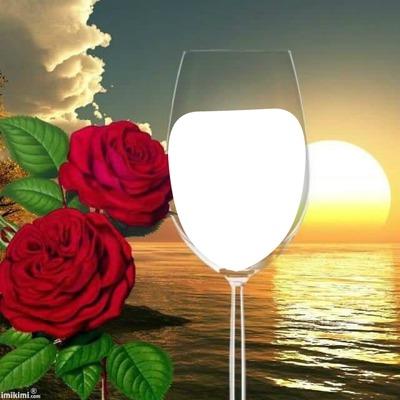 'rode wijn glas" Photo frame effect