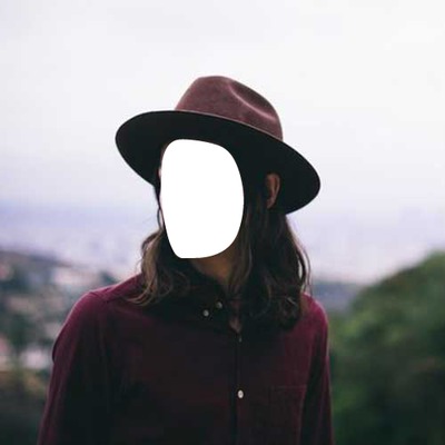 Man with long hair and hat Fotomontaža