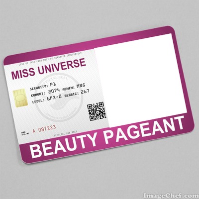 Miss Universe Beauty Pageant Card Fotomontaža