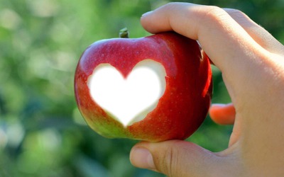Coeur croqué pomme Фотомонтаж