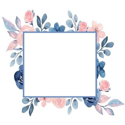 marco borde azul sobre flores. Photo frame effect | Pixiz