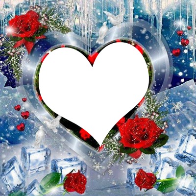 coeur et roses avec glaçons Fotomontasje