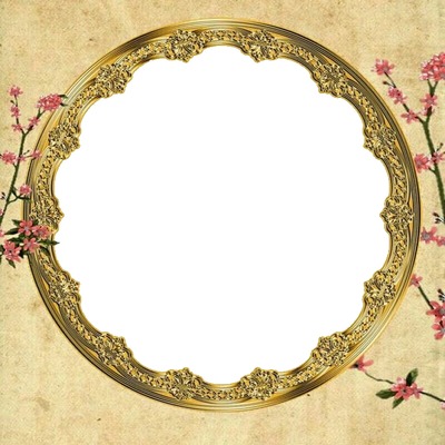 marco circular dorado. Fotomontage