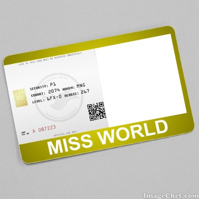 Miss World Card Photo frame effect