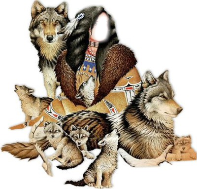 "L'indienne et les loups" Fotomontage