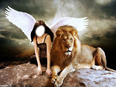Amngel y leon Montaje fotografico