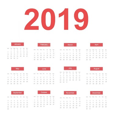 2019 calendar Photomontage