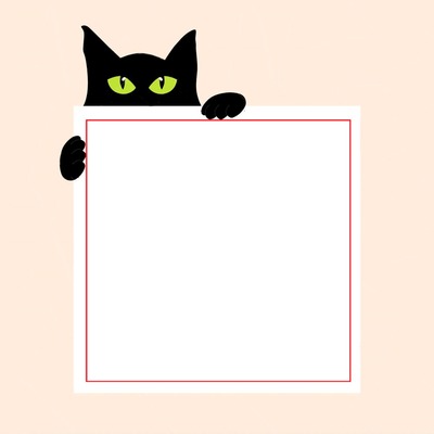 marco rosado, gato negro. Fotomontagem