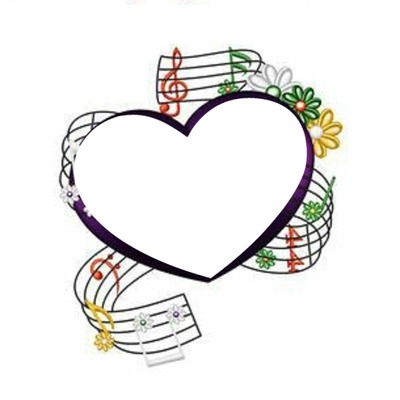 corazón y notas musicales, 1 foto Fotomontaggio
