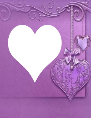 corazones en fondo lila, una foto. Montaje fotografico