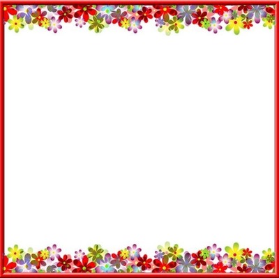 marco rojo con franja floreadas. Photo frame effect