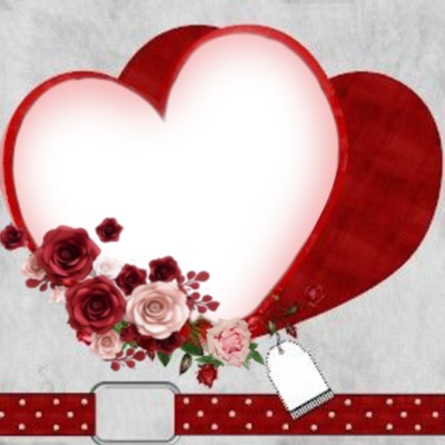 tarjeta corazón ,con rosas, 1 foto Montaje fotografico